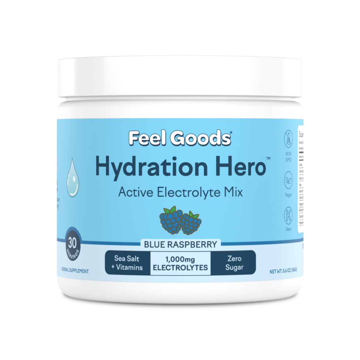 Feel Goods Hydration Hero, Sugar-Free Electrolyte Powder Packets for Daily Hydration - Electrolytes Drink Mix with Magnesium, Potassium & Vitamins for Fasting & Energy - Keto, Vegan & Organic Flavors