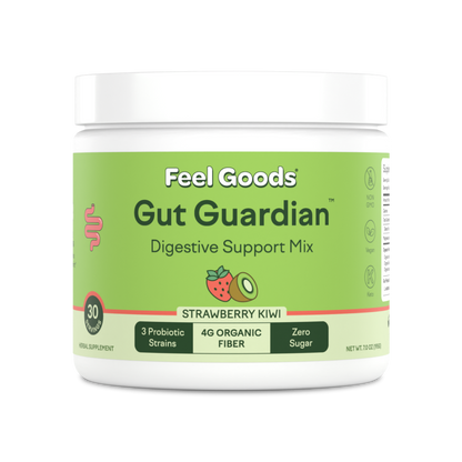 Feel Goods Gut Guardian, Digestive Health Powder Drink Mix - Probiotic Fiber Powder with Prebiotics & L Glutamine for Gut Health, Bloating Relief & Digestion Support - Zero Sugar & Organic Flavor