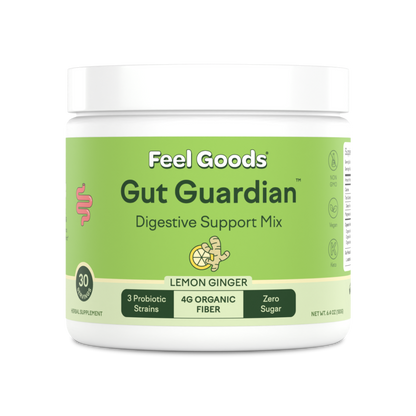 Feel Goods Gut Guardian, Digestive Health Powder Drink Mix - Probiotic Fiber Powder with Prebiotics & L Glutamine for Gut Health, Bloating Relief & Digestion Support - Zero Sugar & Organic Flavor