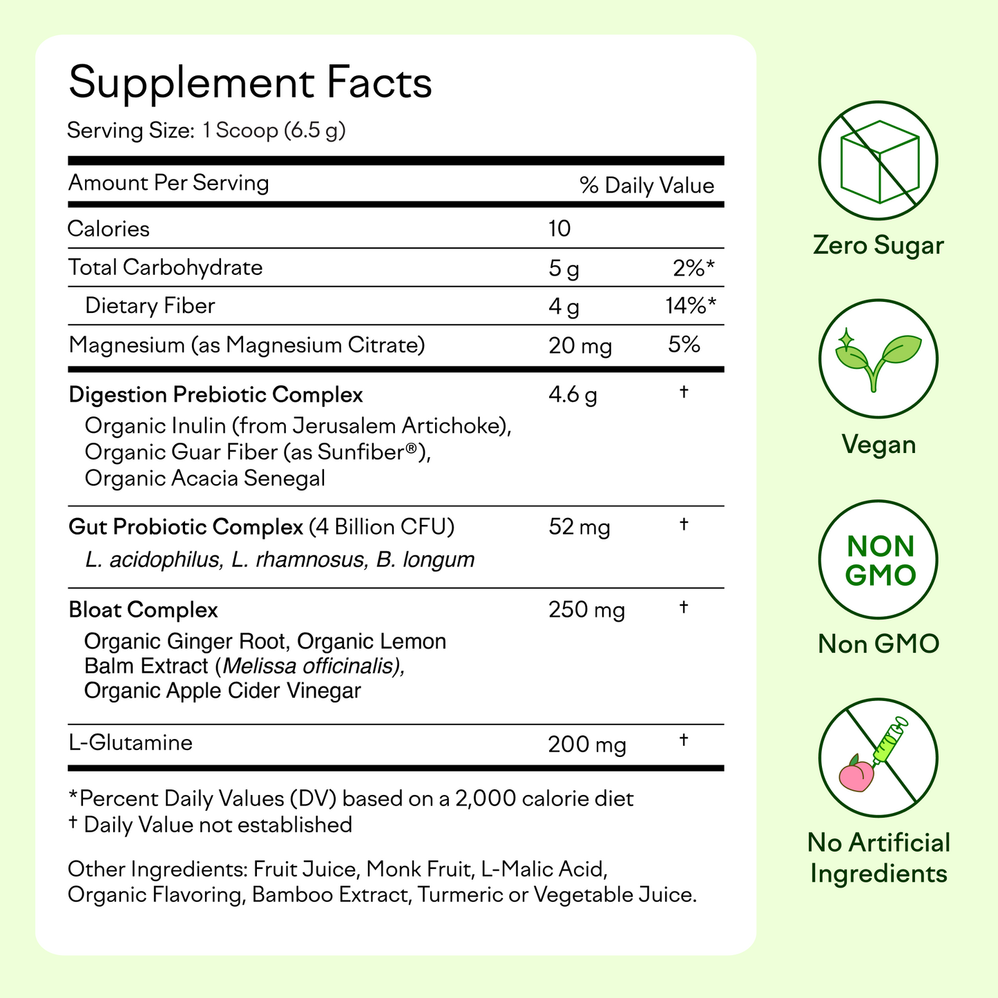 Feel Goods Gut Guardian, Digestive Health Powder Drink Mix - Probiotic Fiber Powder with Prebiotics & L Glutamine for Gut Health, Bloating Relief & Digestion Support - Zero Sugar & Organic Flavor