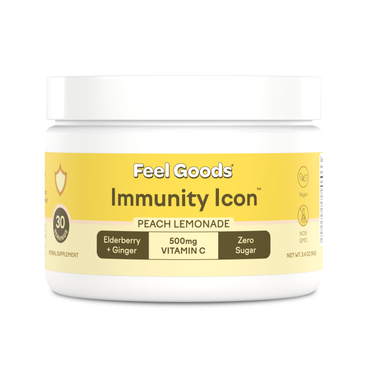 Feel Goods Immunity Icon, Vitamin C Immune Support Powder Packets - 500mg Vitamin C, Elderberry, Ginger, Turmeric & Key Vitamins for Daily Immune Health - Sugar-Free & Caffeine-Free Drink Mix Packets