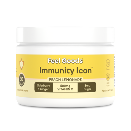 Feel Goods Immunity Icon, Vitamin C Immune Support Powder Packets - 500mg Vitamin C, Elderberry, Ginger, Turmeric & Key Vitamins for Daily Immune Health - Sugar-Free & Caffeine-Free Drink Mix Packets